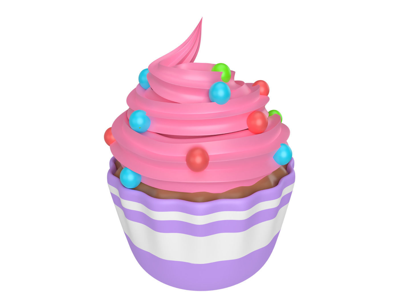 Cartoon Cupcake  Low-poly 3D model_2
