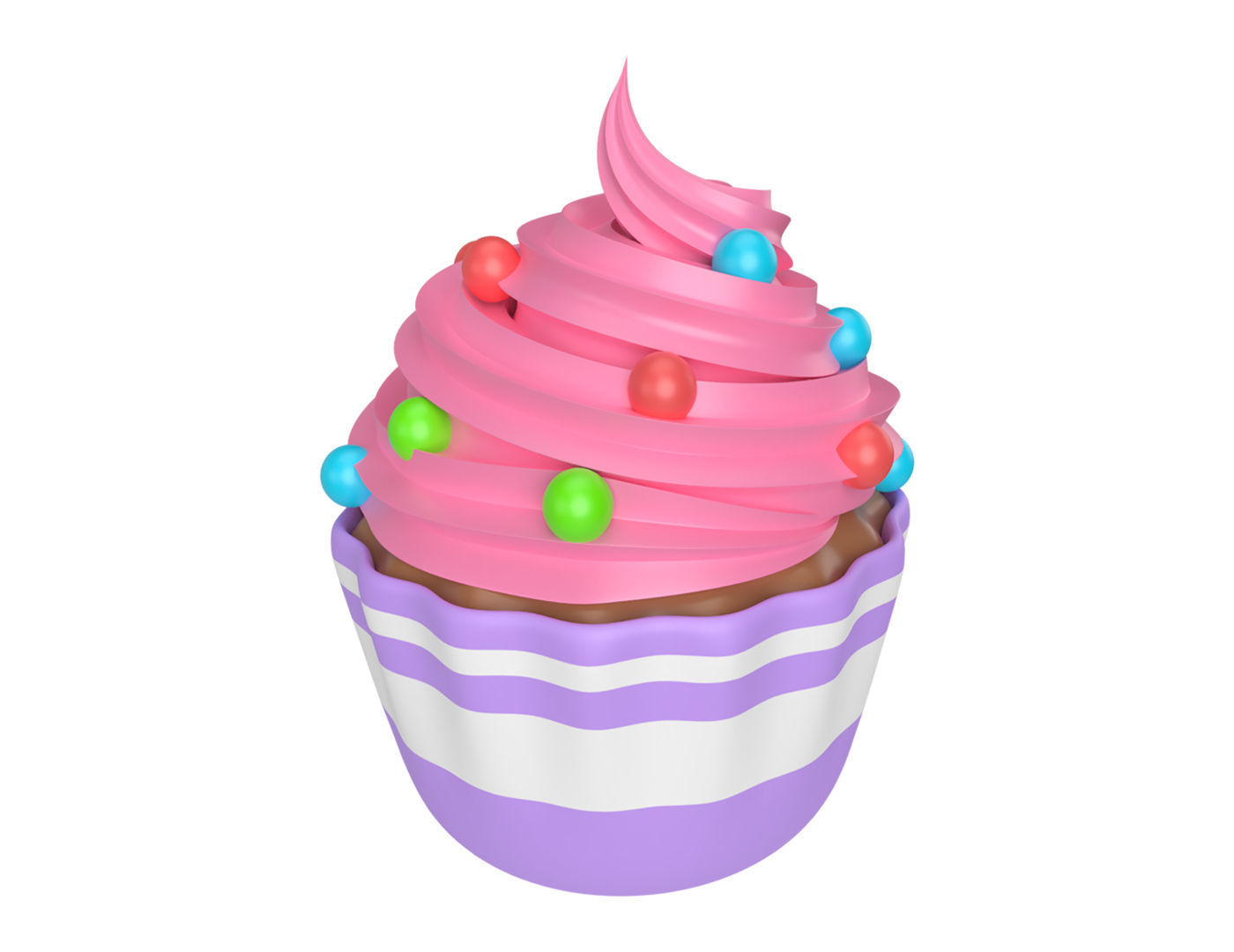 Cartoon Cupcake  Low-poly 3D model_1