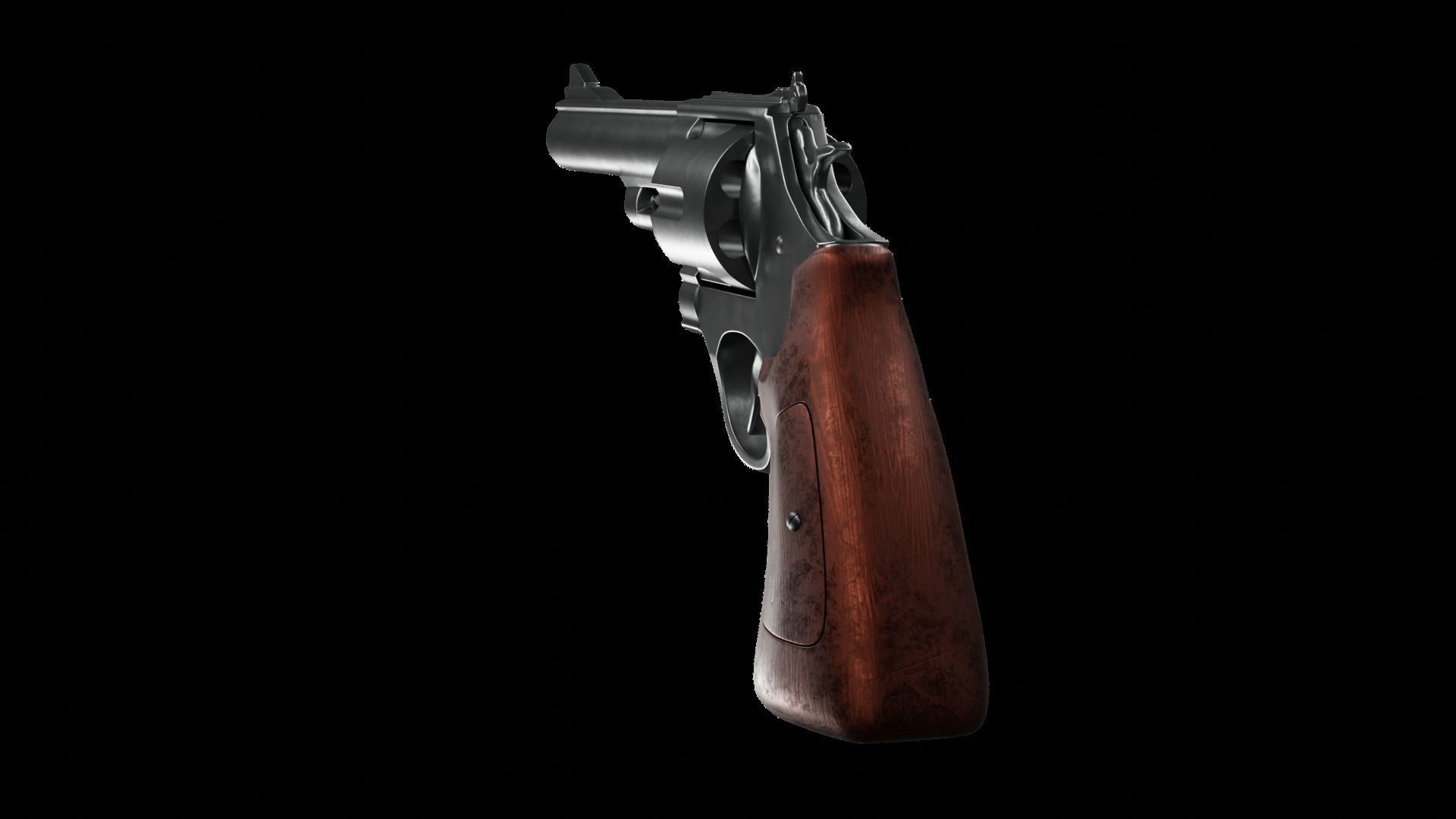 Old Classic Revolver Gun Silver and Black With Bullets 3D model_9