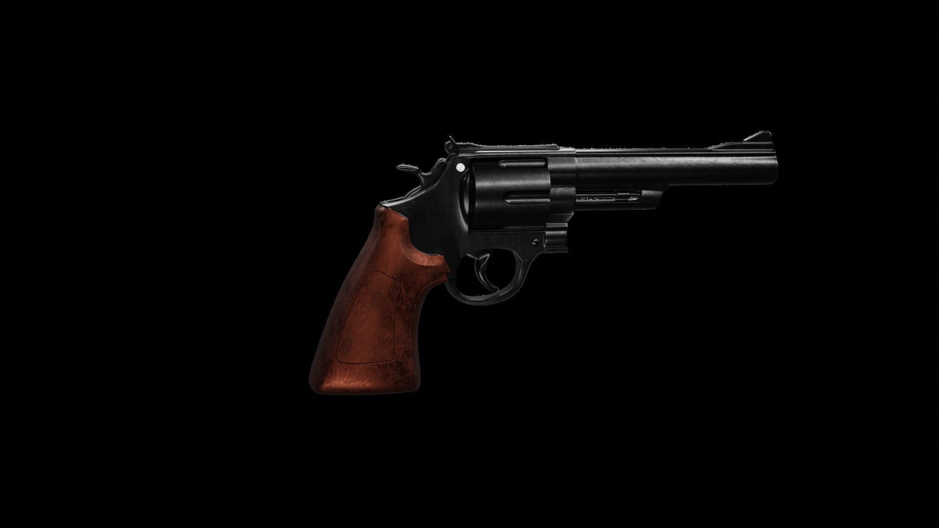 Old Classic Revolver Gun Silver and Black With Bullets 3D model_19