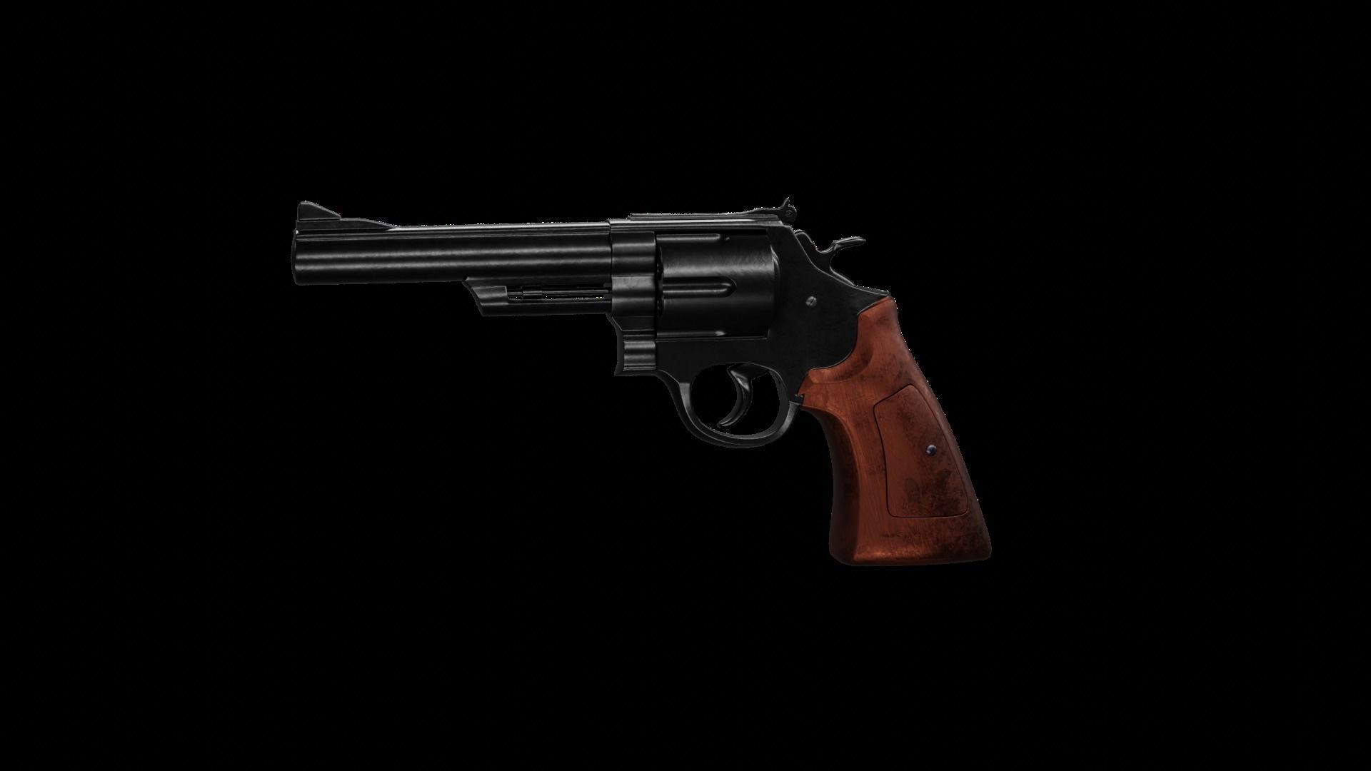 Old Classic Revolver Gun Silver and Black With Bullets 3D model_17