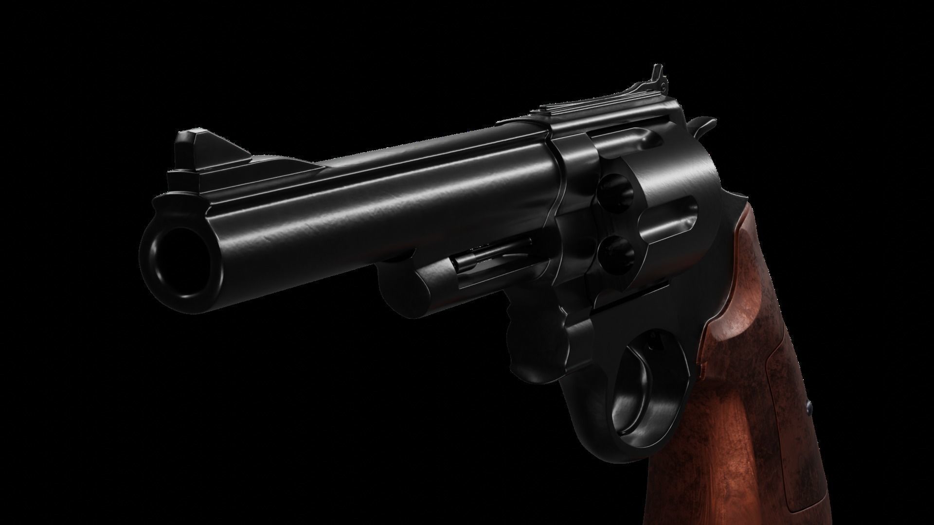 Old Classic Revolver Gun Silver and Black With Bullets 3D model_5