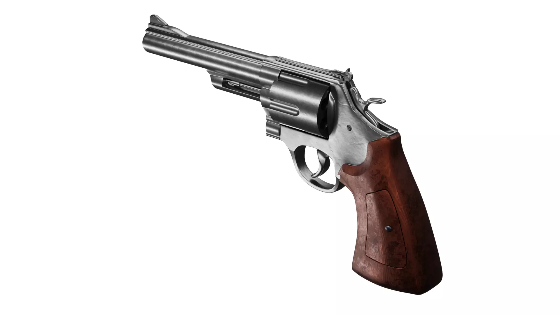 Old Classic Revolver Gun Silver and Black With Bullets 3D model_0