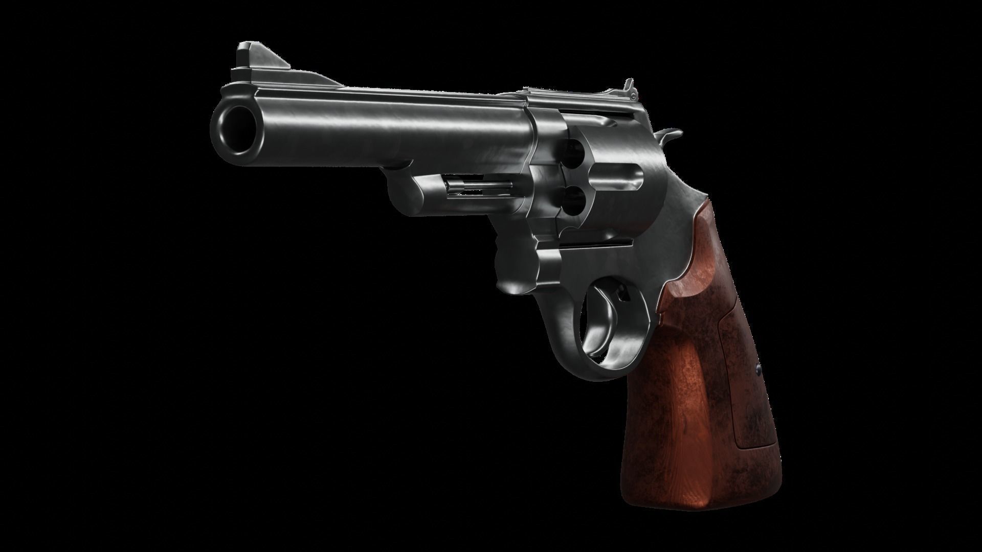 Old Classic Revolver Gun Silver and Black With Bullets 3D model_8