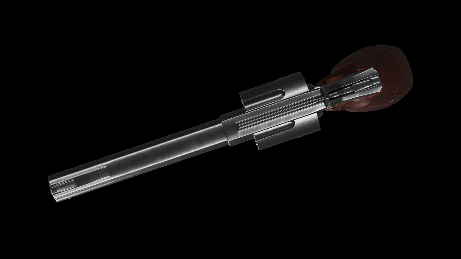 Old Classic Revolver Gun Silver and Black With Bullets 3D model_7