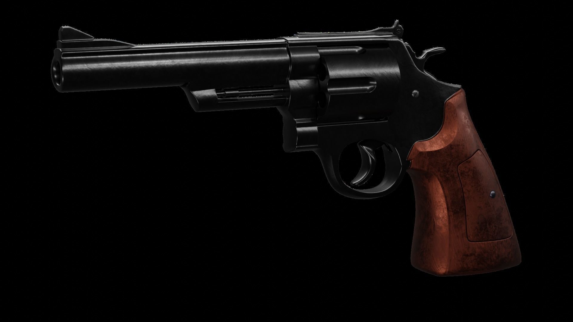 Old Classic Revolver Gun Silver and Black With Bullets 3D model_11