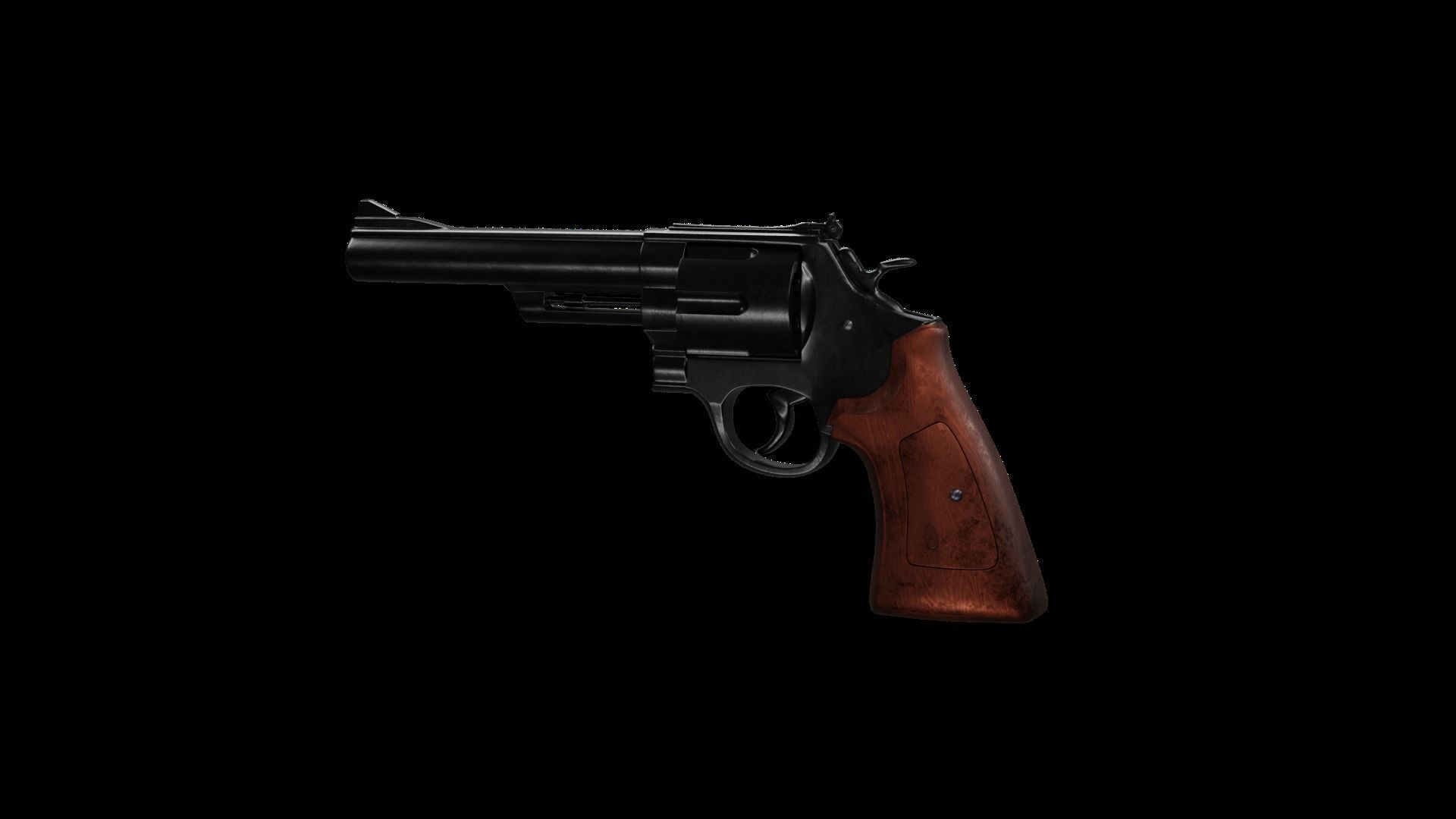 Old Classic Revolver Gun Silver and Black With Bullets 3D model_16