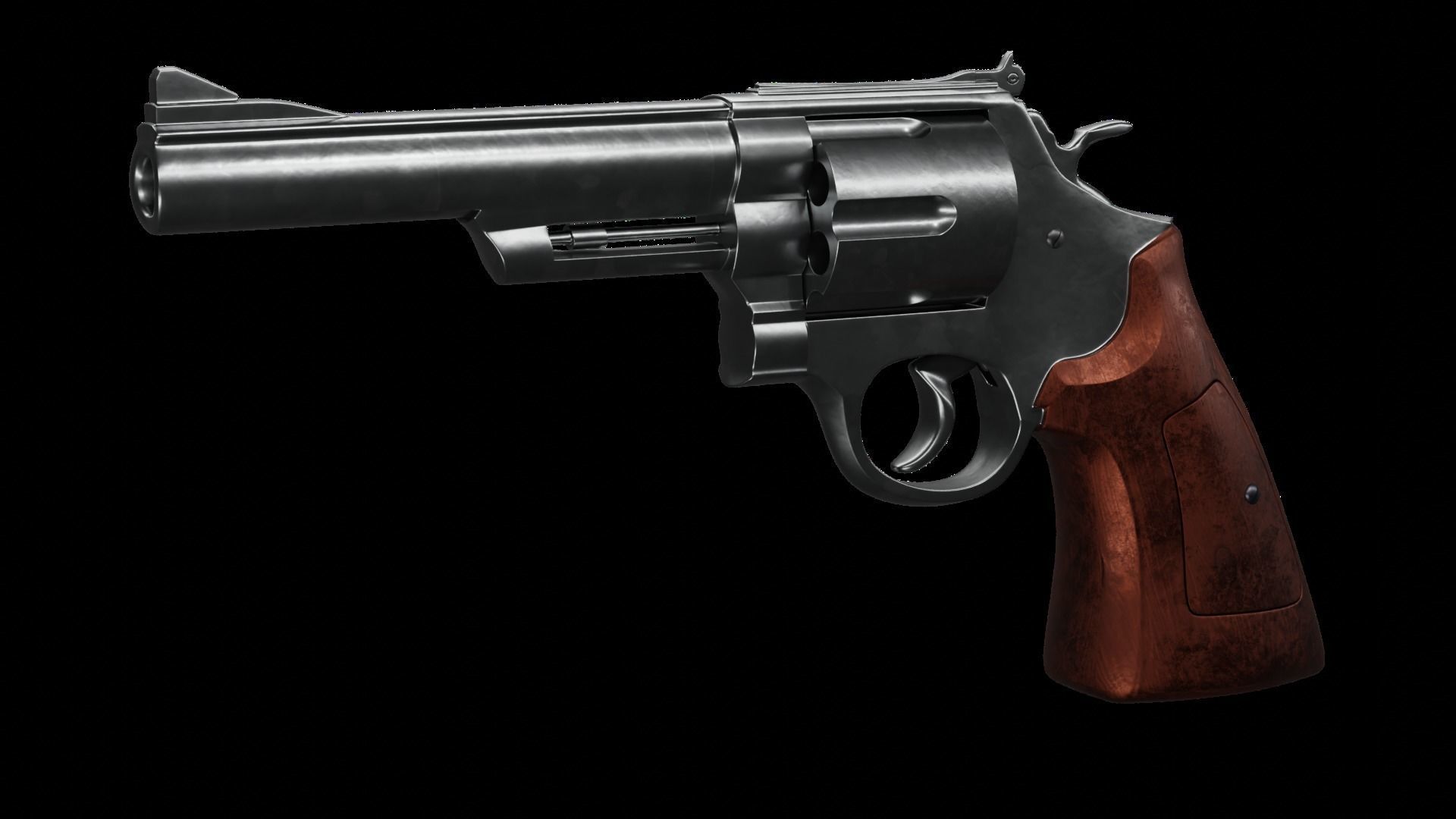 Old Classic Revolver Gun Silver and Black With Bullets 3D model_10