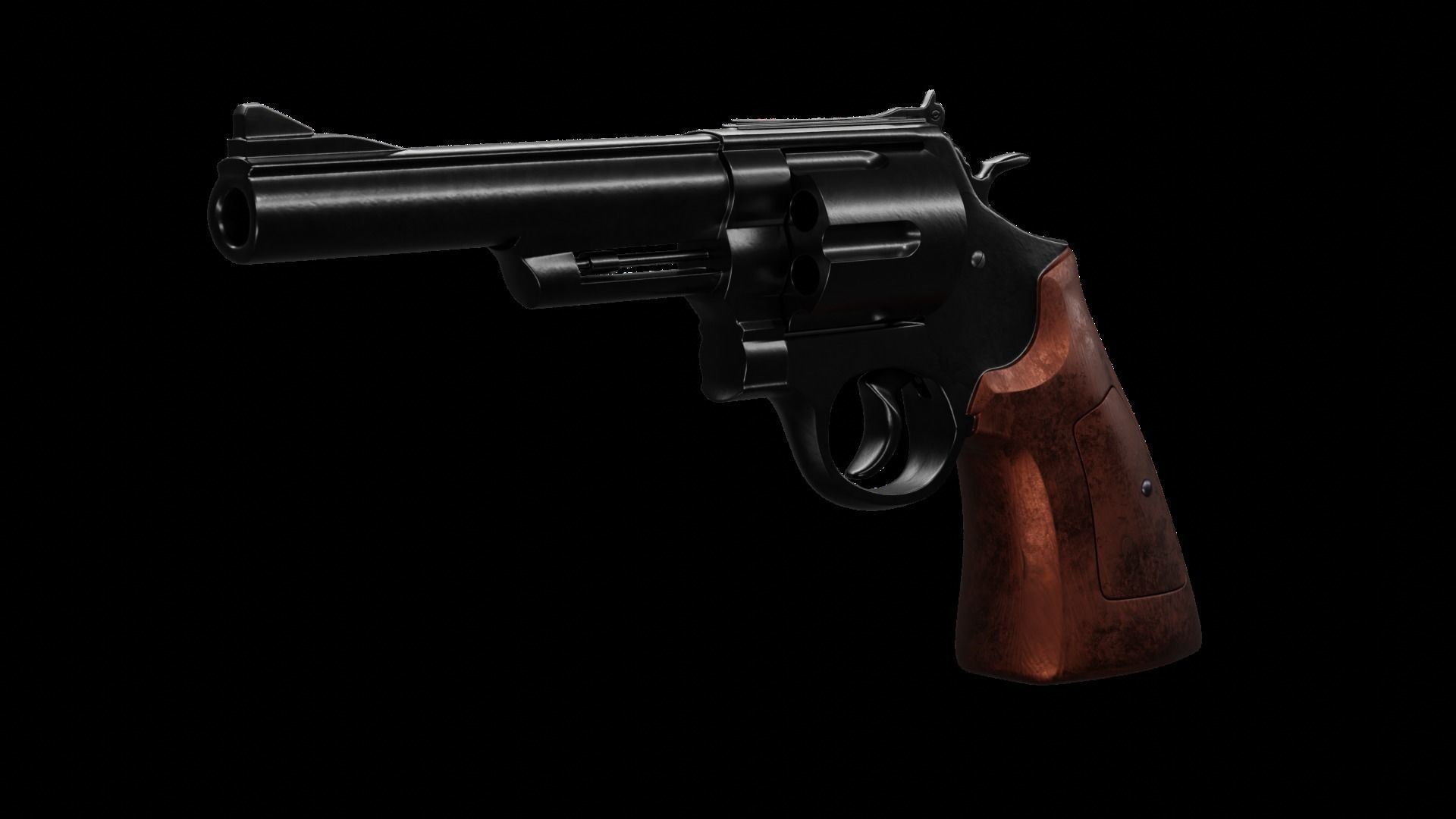 Old Classic Revolver Gun Silver and Black With Bullets 3D model_4