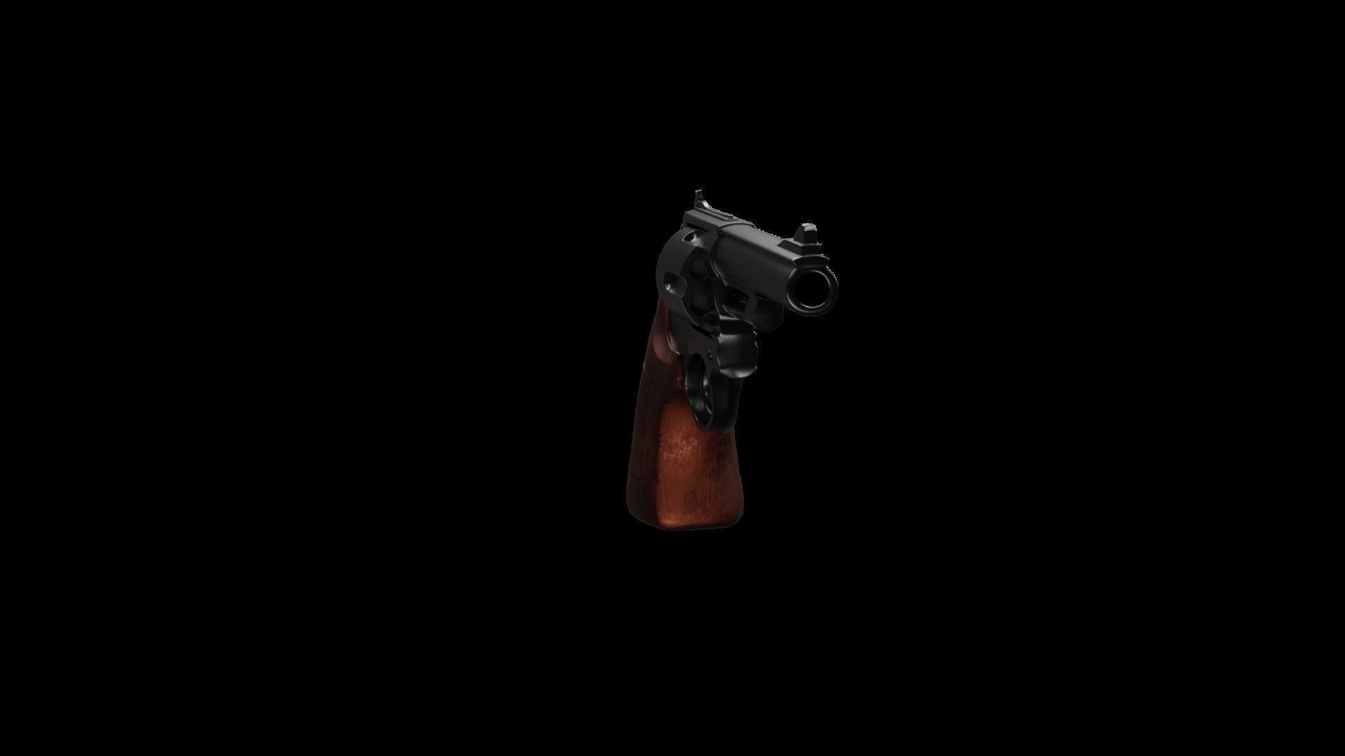 Old Classic Revolver Gun Silver and Black With Bullets 3D model_25