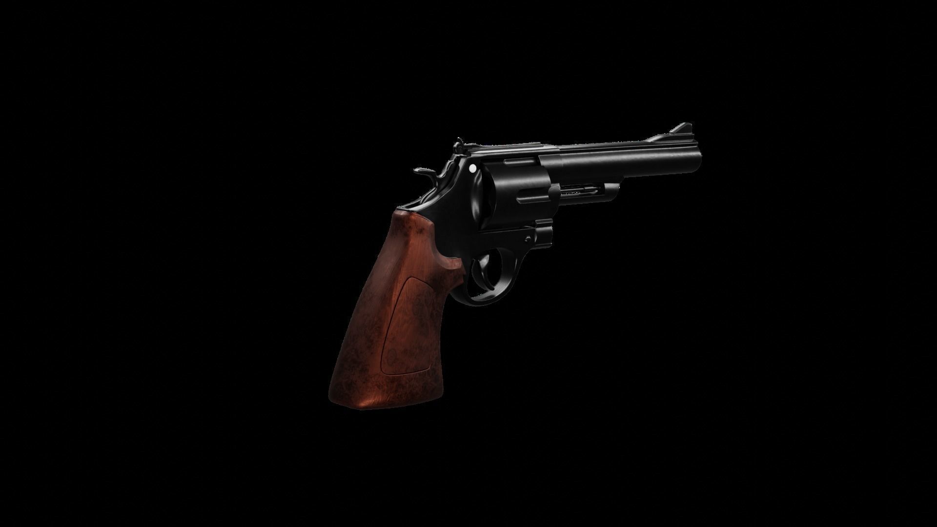 Old Classic Revolver Gun Silver and Black With Bullets 3D model_20