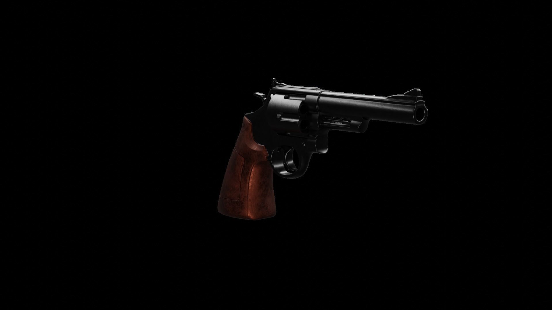 Old Classic Revolver Gun Silver and Black With Bullets 3D model_26
