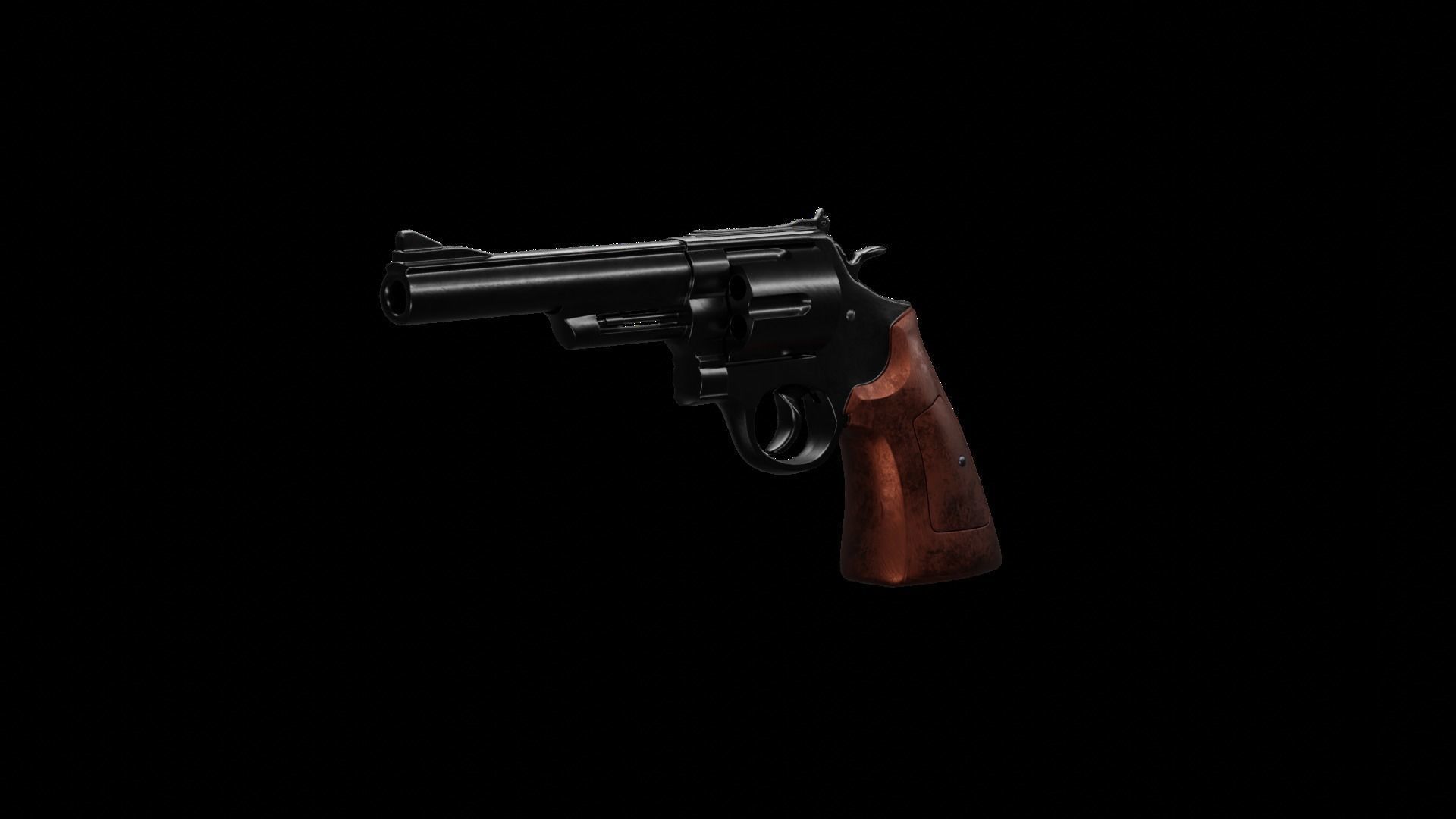 Old Classic Revolver Gun Silver and Black With Bullets 3D model_27