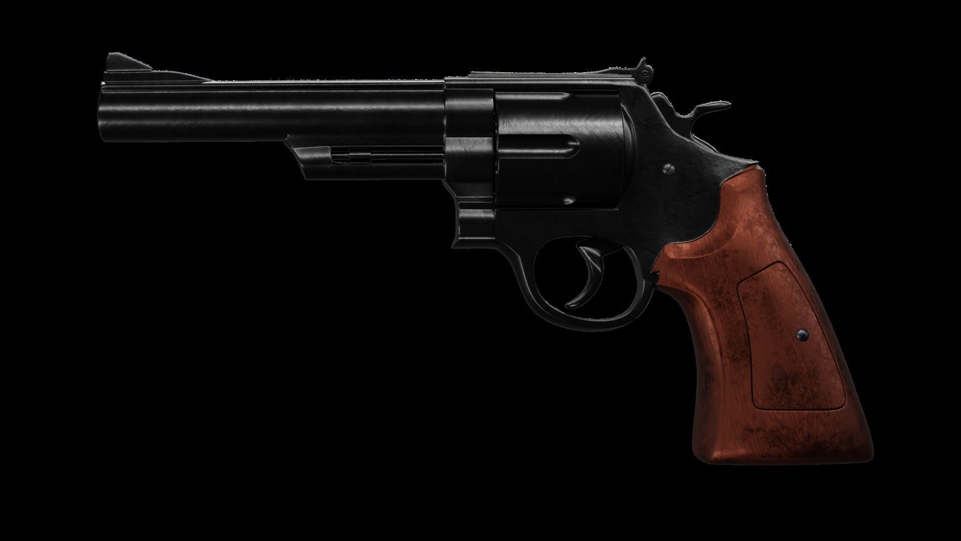 Old Classic Revolver Gun Silver and Black With Bullets 3D model_3