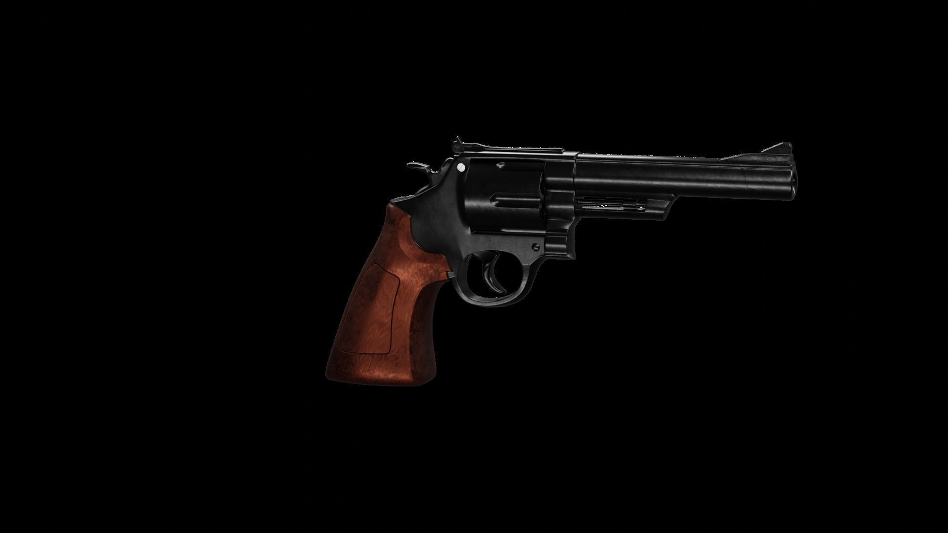 Old Classic Revolver Gun Silver and Black With Bullets 3D model_23