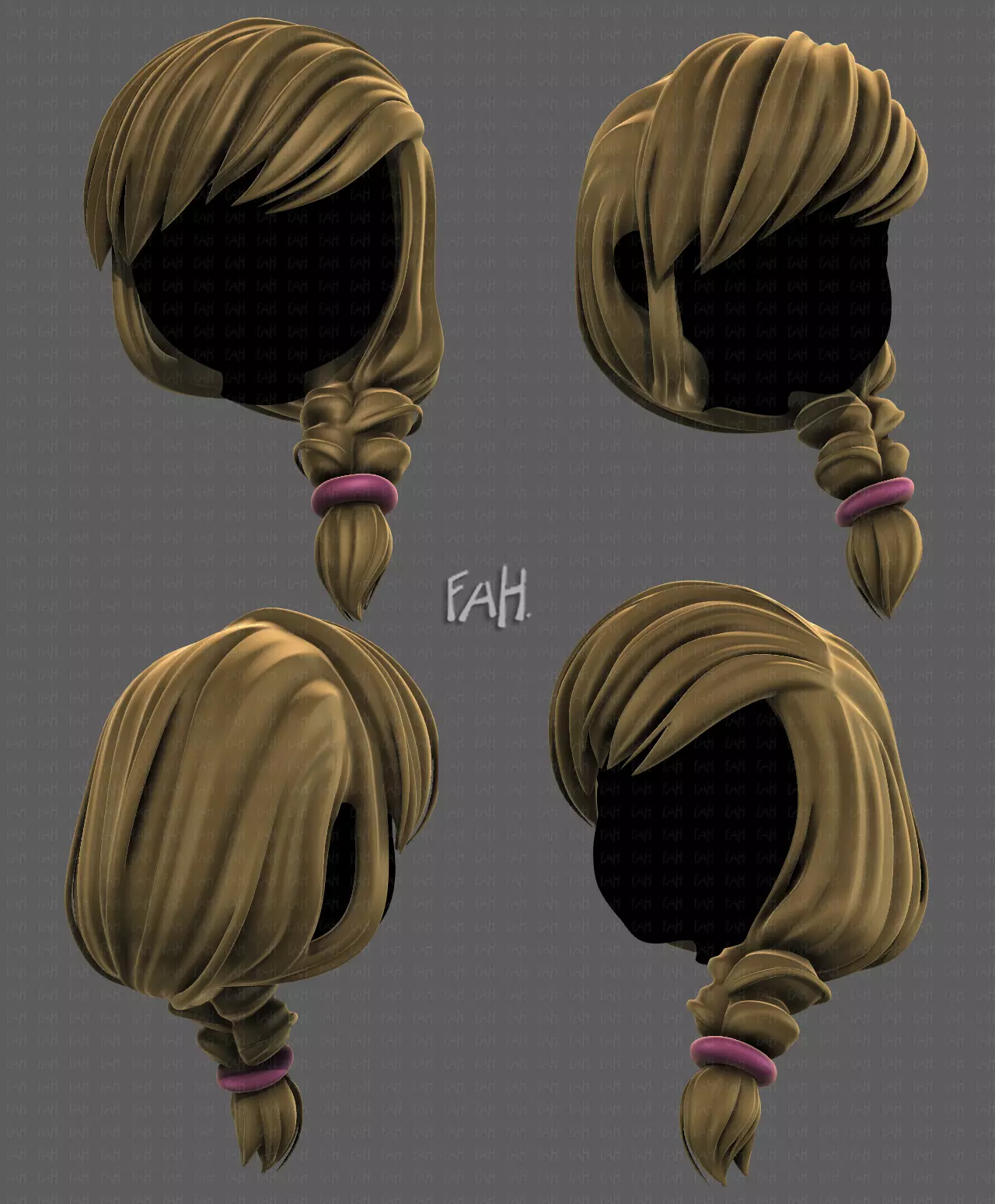 3D Hair style for girl V108 Low-poly 3D model