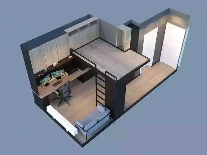 Loft Apartment 3D Model Interior Scene  3D model