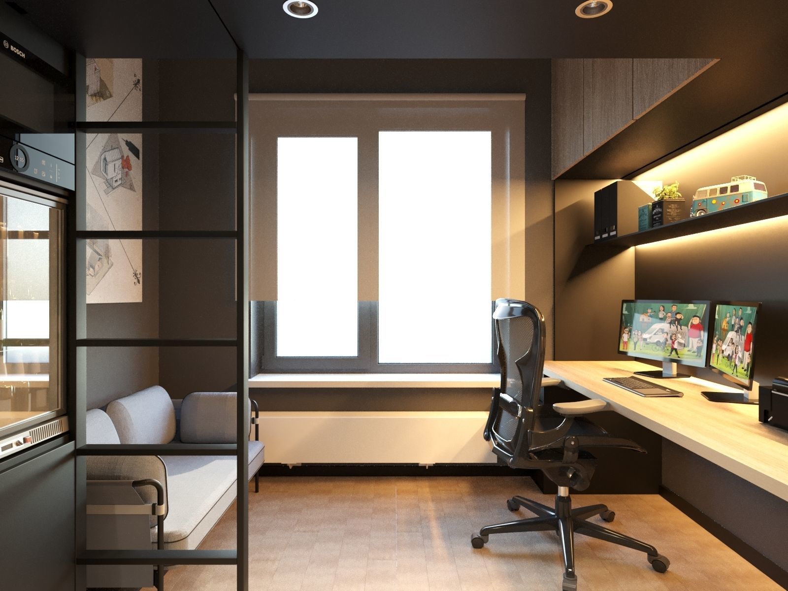 Loft Apartment 3D Model Interior Scene  3D model_2