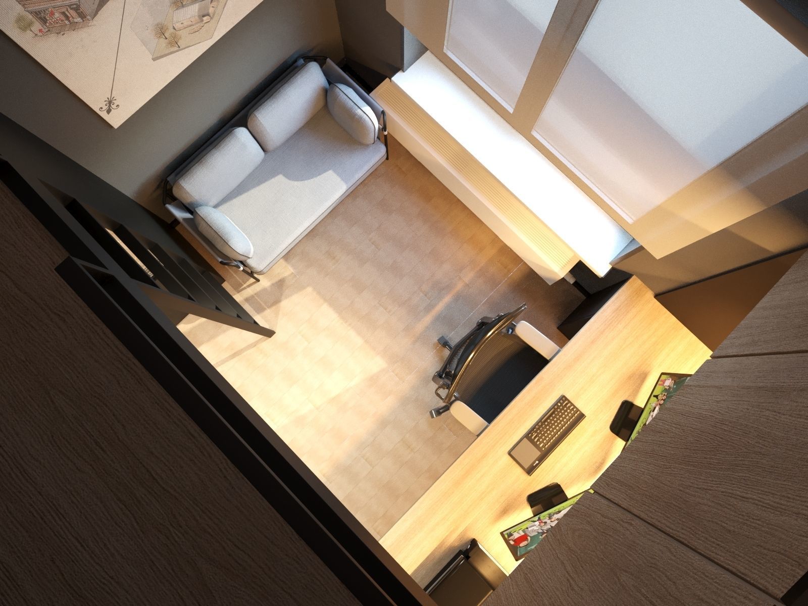Loft Apartment 3D Model Interior Scene  3D model_7