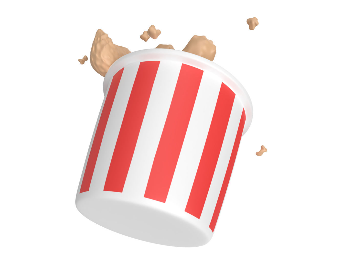 Cartoon Fried Chicken in a Cup Low-poly 3D model_4