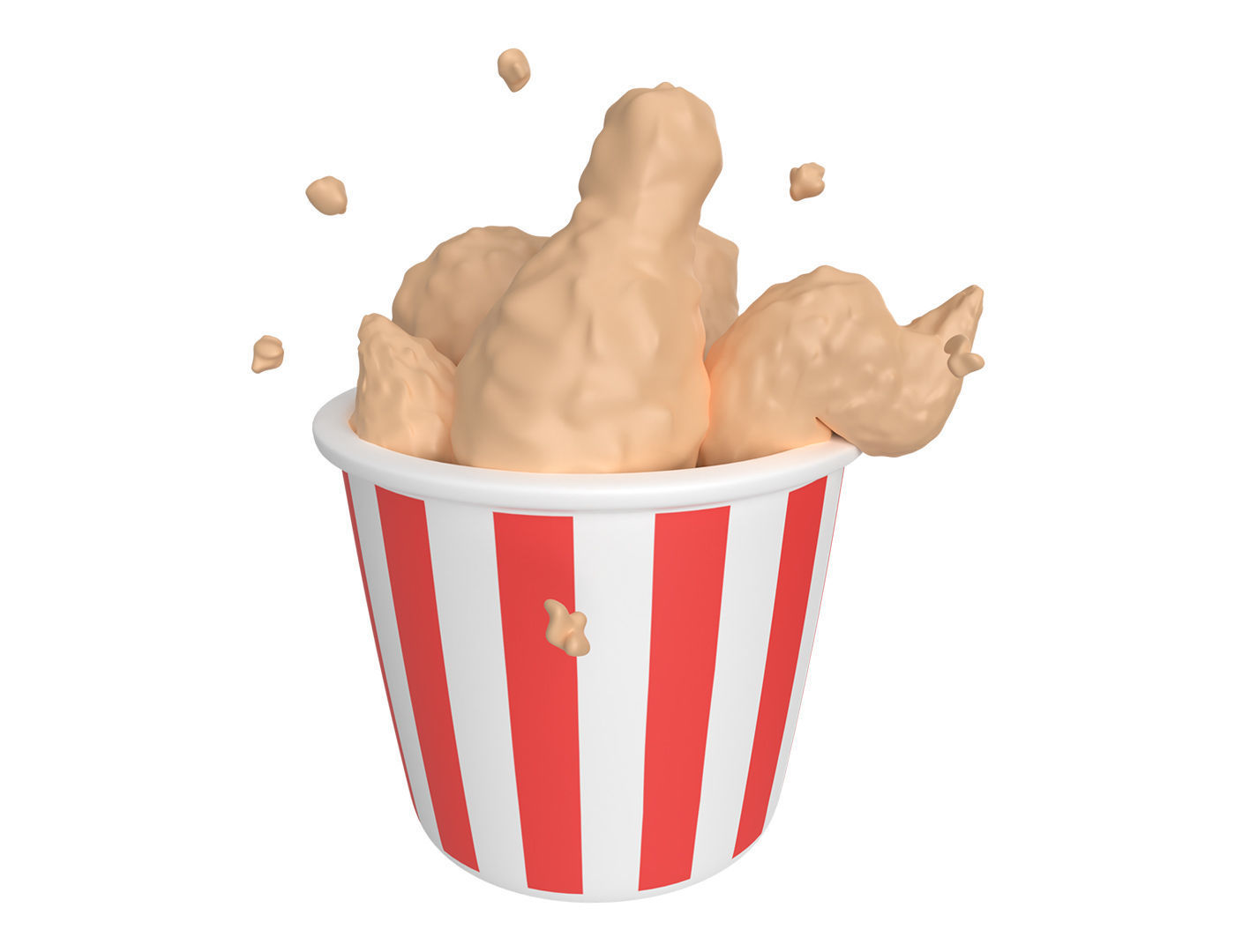 Cartoon Fried Chicken in a Cup Low-poly 3D model_1