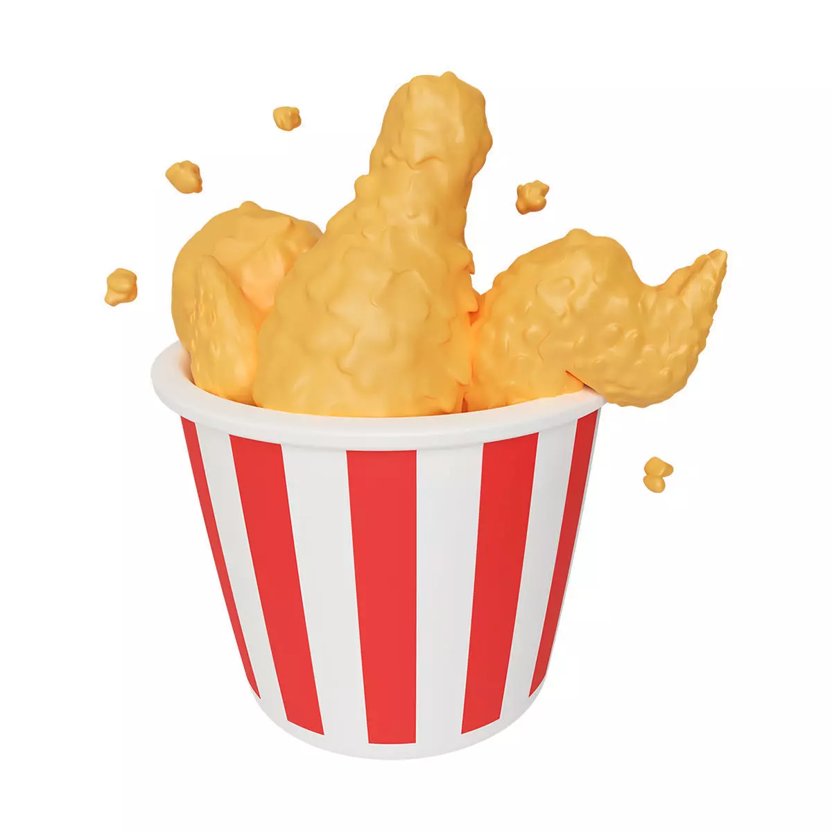 Cartoon Fried Chicken in a Cup Low-poly 3D model_0