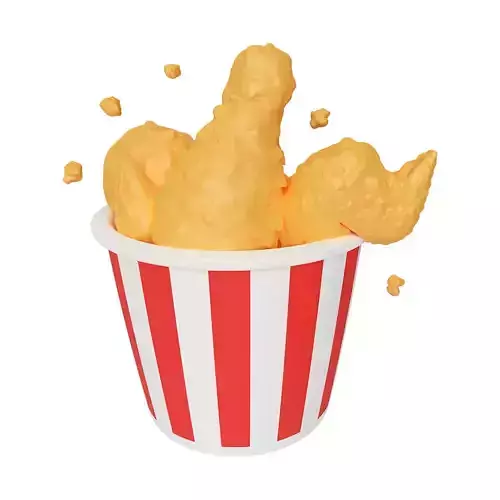 Cartoon Fried Chicken in a Cup