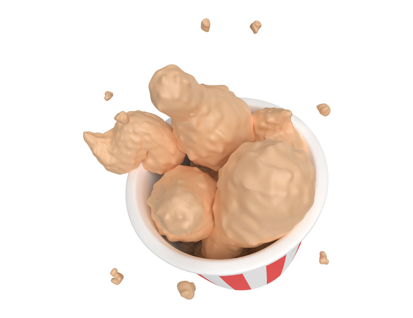 Cartoon Fried Chicken in a Cup Low-poly 3D model_3