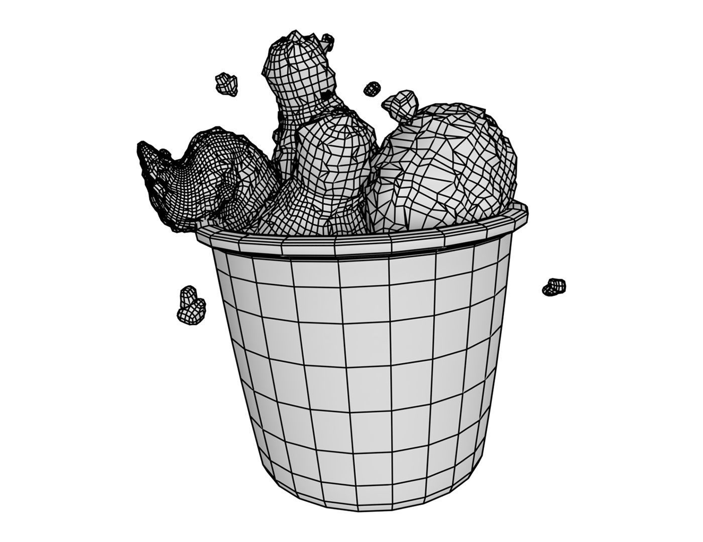 Cartoon Fried Chicken in a Cup Low-poly 3D model_5