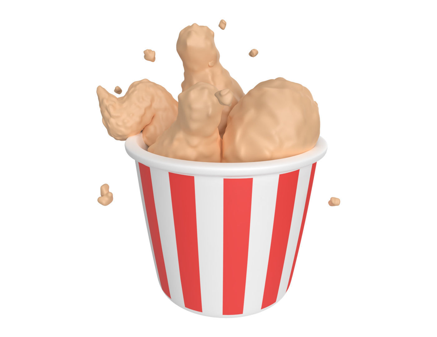Cartoon Fried Chicken in a Cup Low-poly 3D model_2