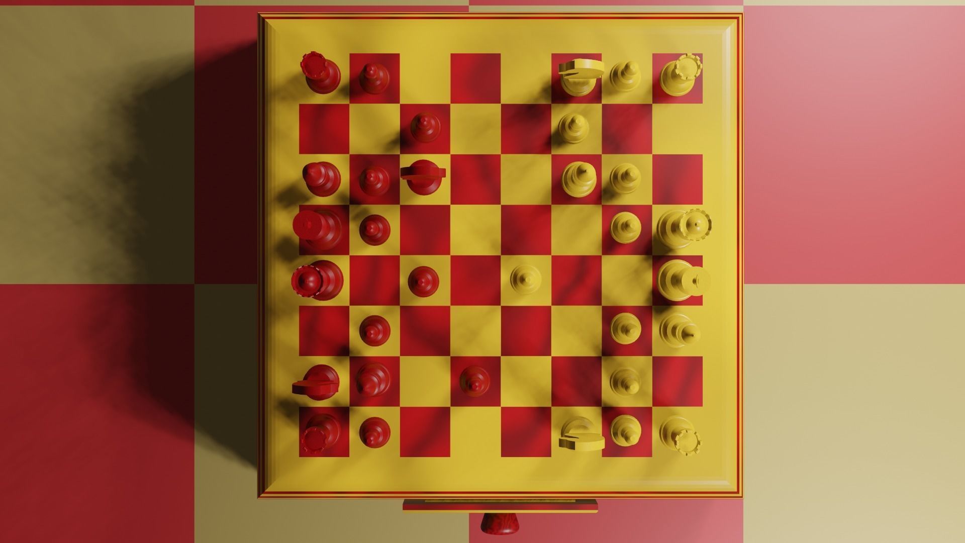 Chessboard chess set 3D model_4