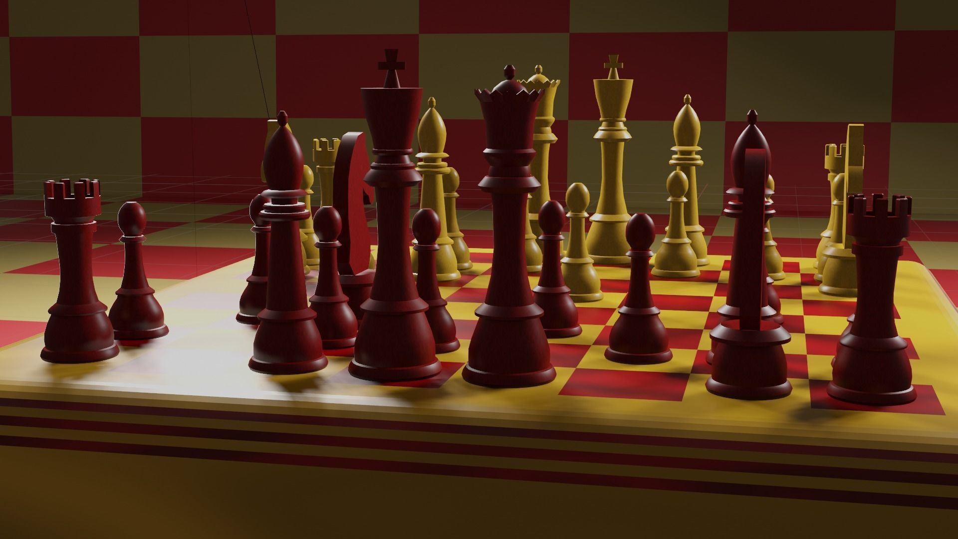 Chessboard chess set 3D model_3