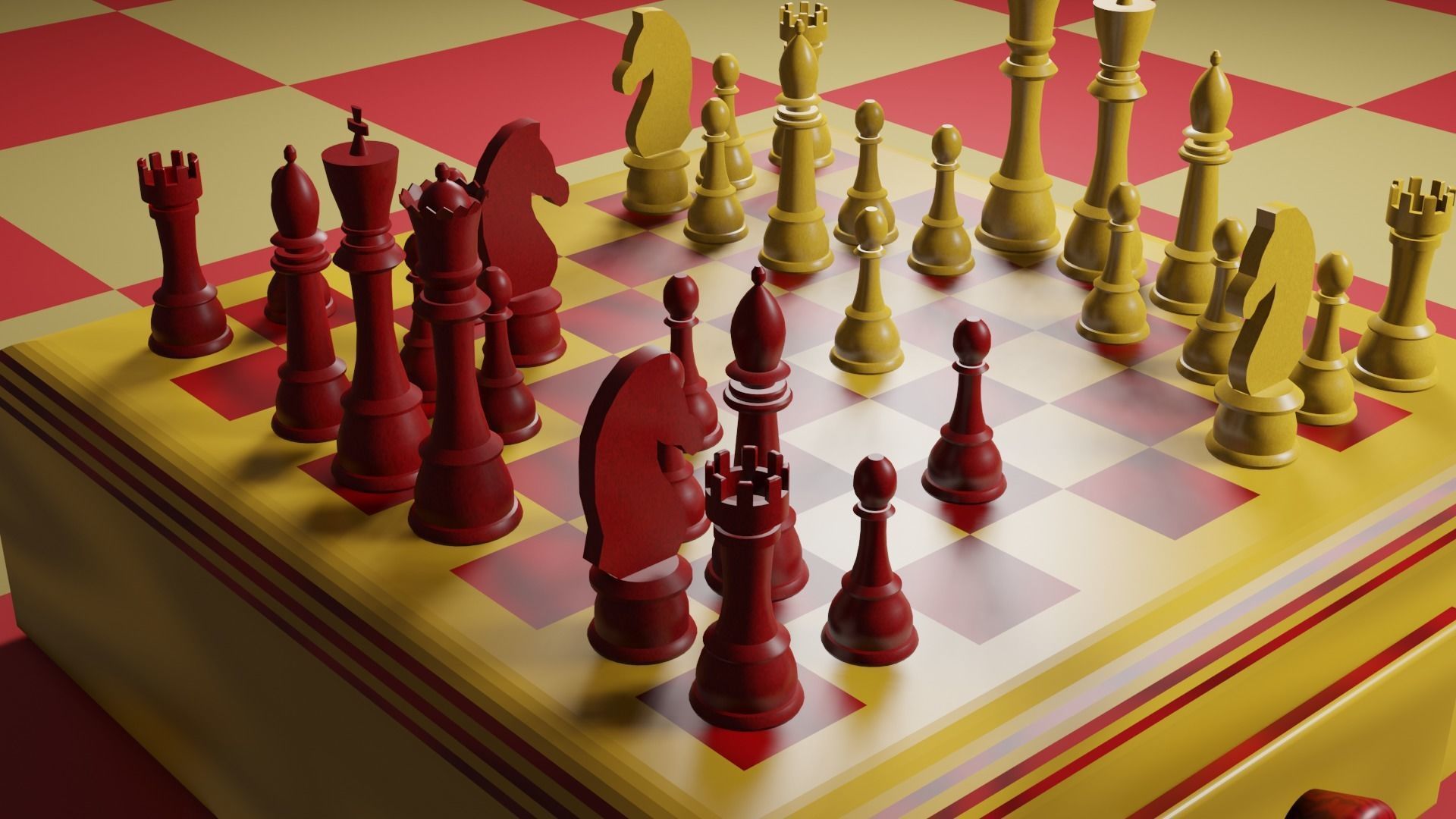 Chessboard chess set 3D model_1