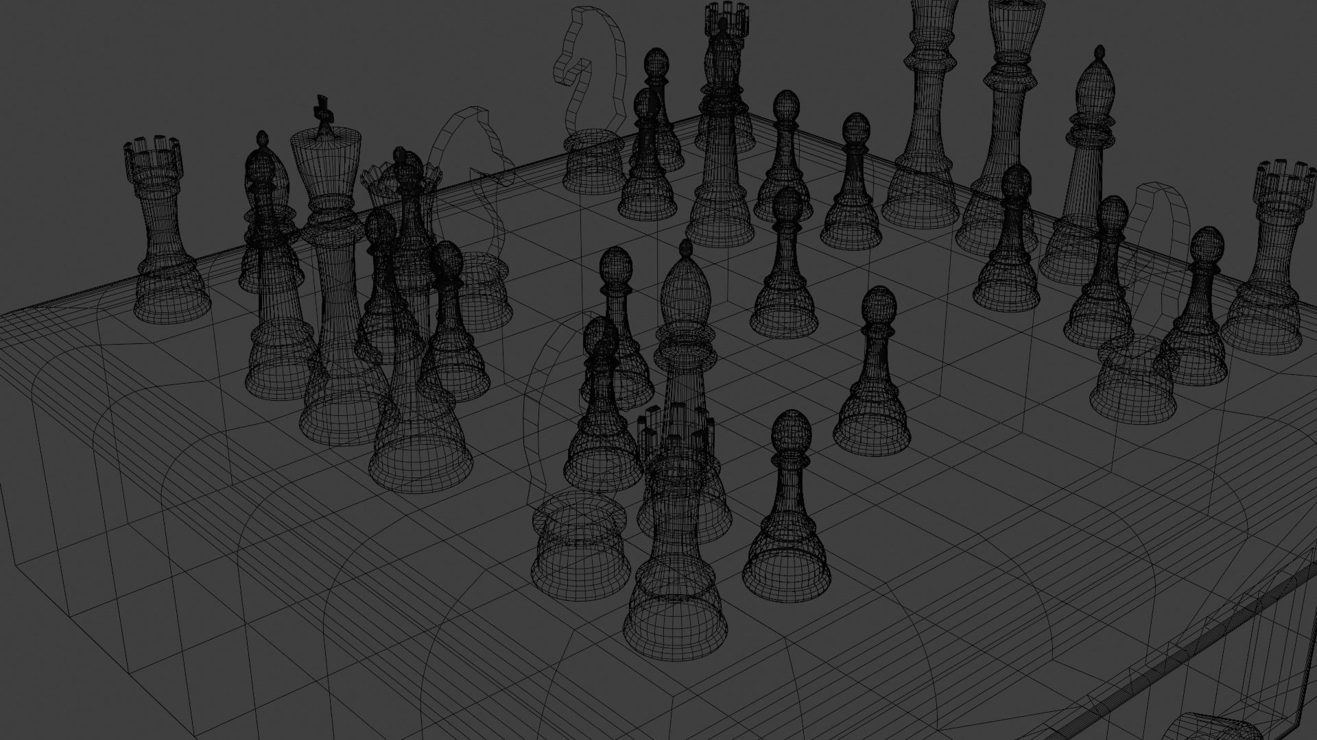 Chessboard chess set 3D model_2