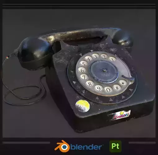 Telephone 3dmodel old fashioned for blender Low-poly 3D model