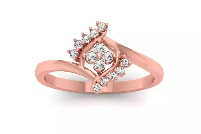 Solitaire Engagement Women Rings Cluster Ring 3D print model