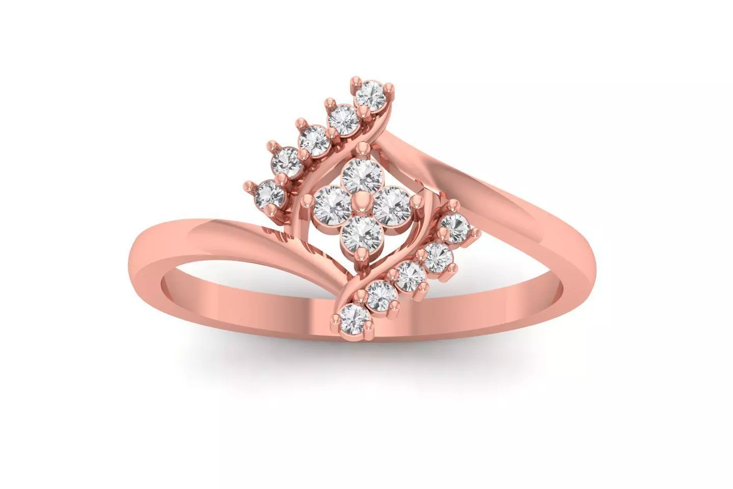 Solitaire Engagement Women Rings Cluster Ring 3D print model_0