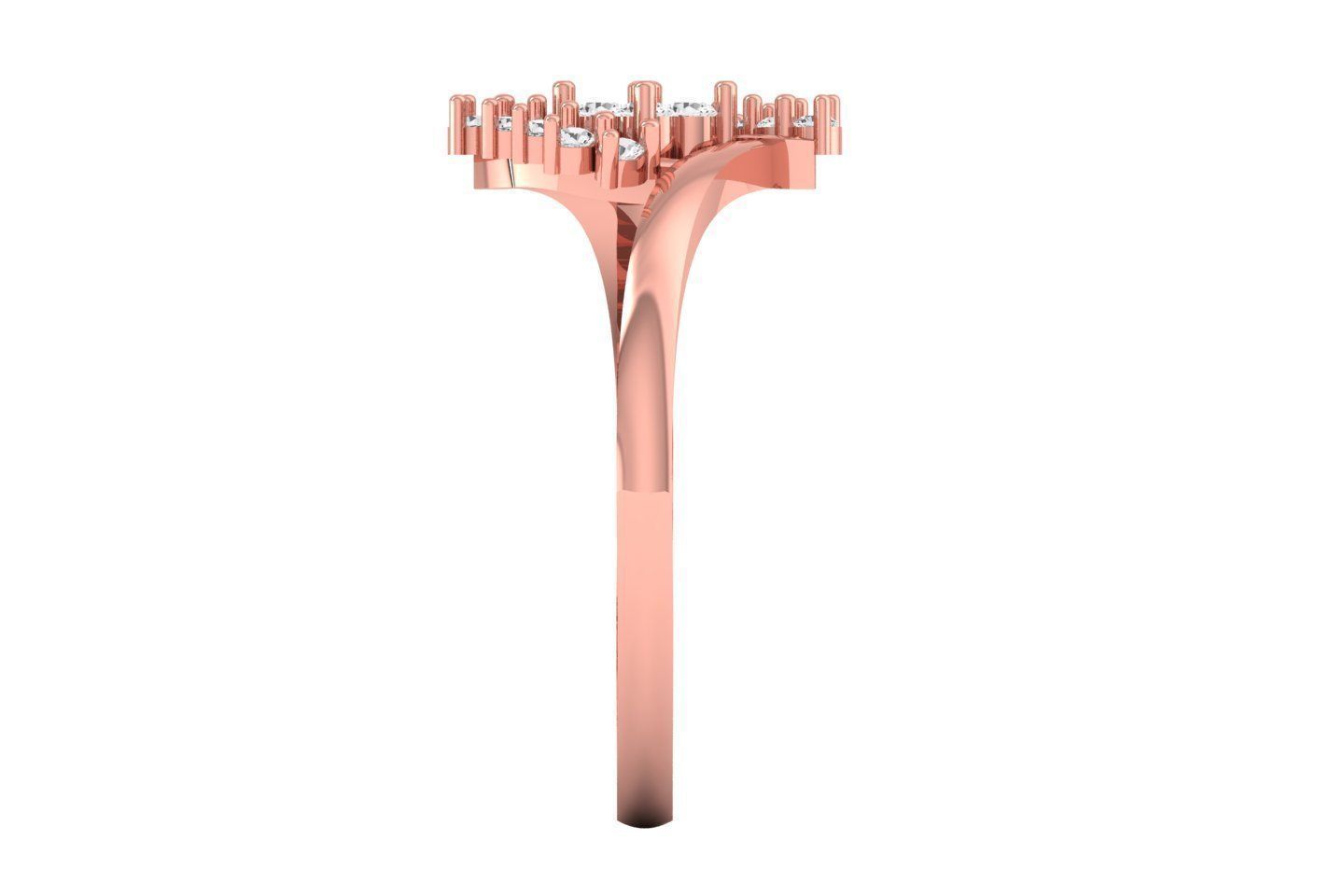 Solitaire Engagement Women Rings Cluster Ring 3D print model_3