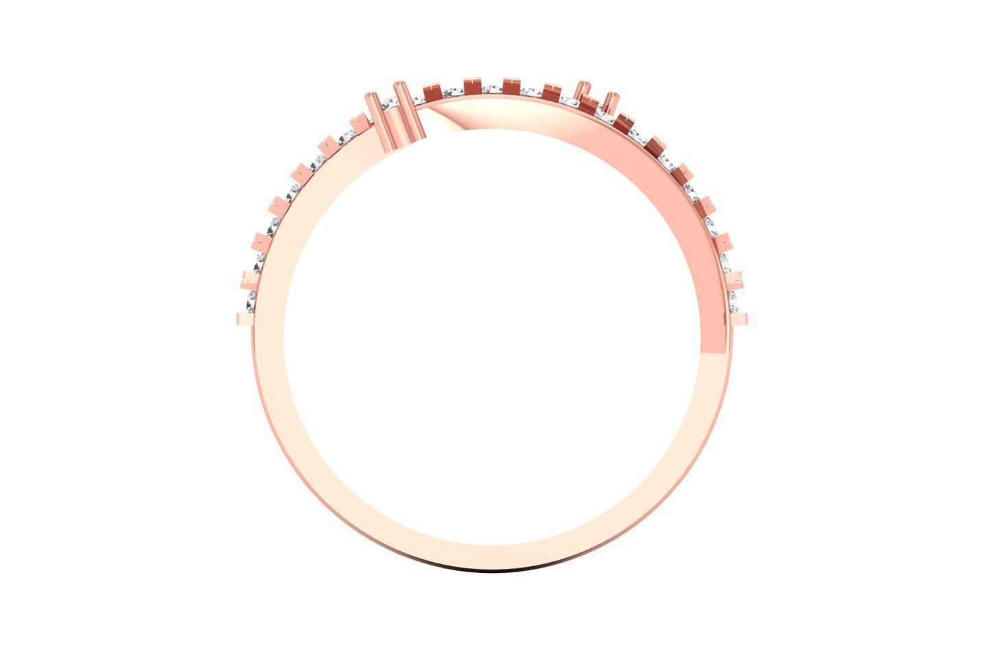 Solitaire Engagement Women Band Rings 3 Band Ring 3D print model_2