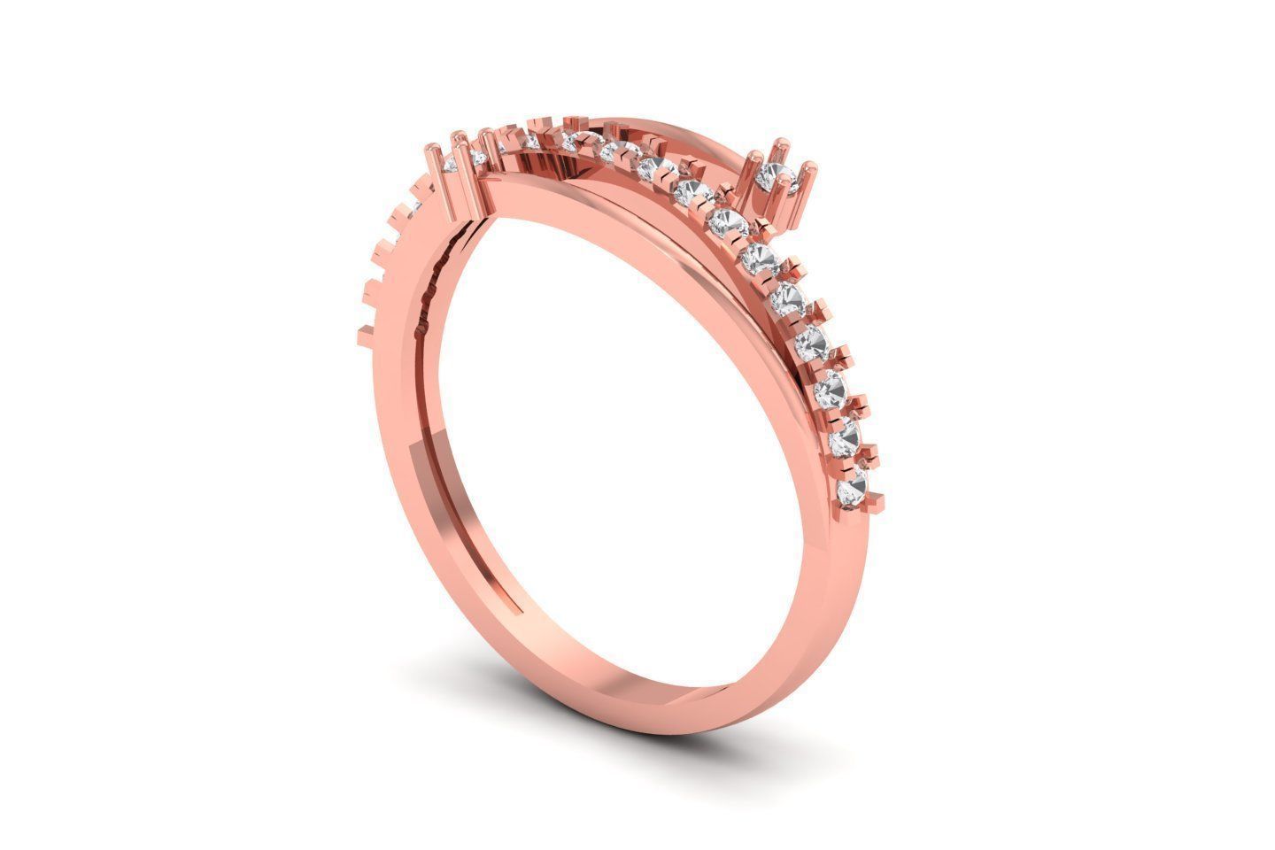 Solitaire Engagement Women Band Rings 3 Band Ring 3D print model_1