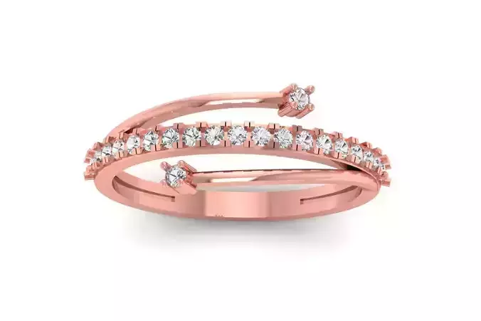 Solitaire Engagement Women Band Rings 3 Band Ring 3D print model