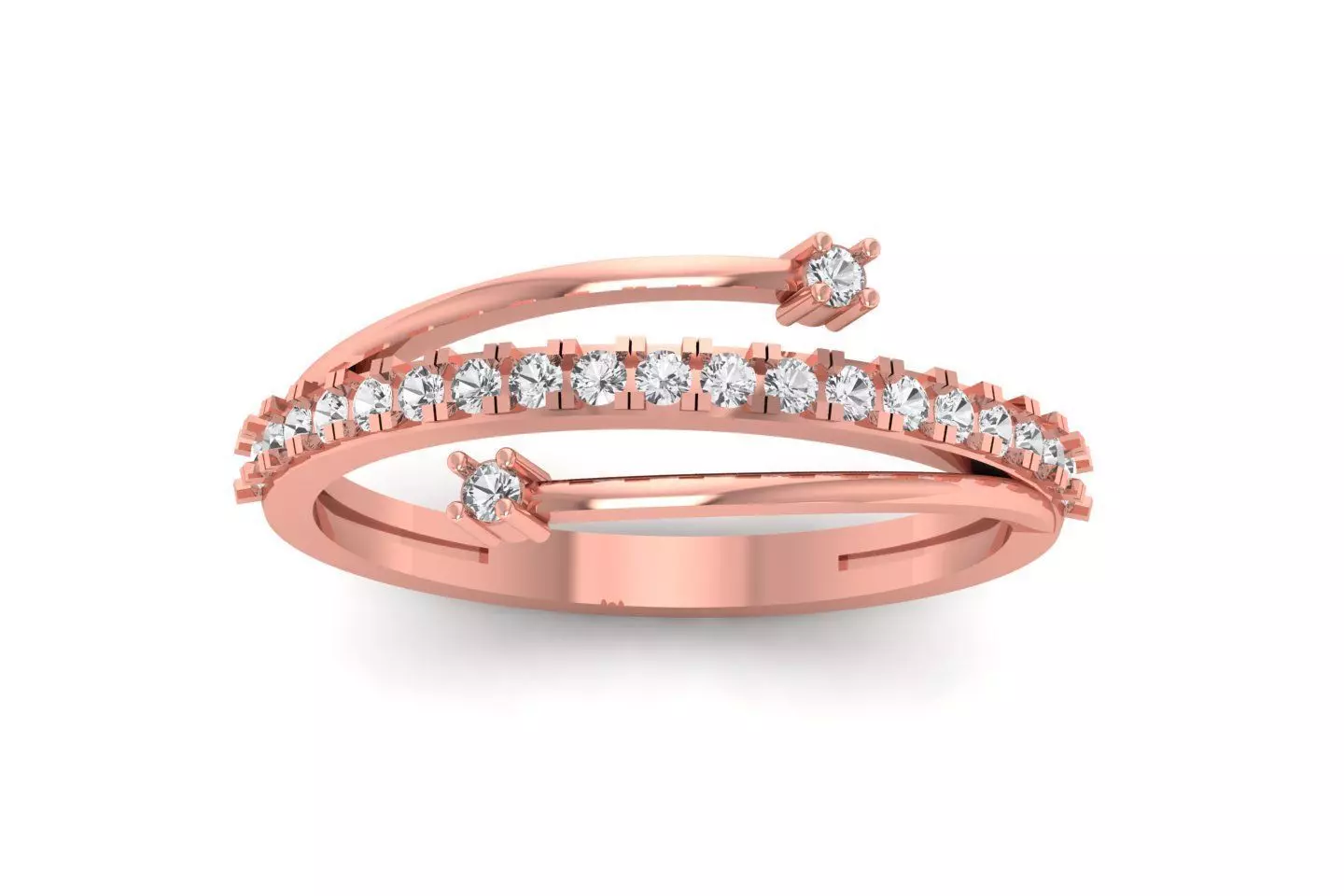 Solitaire Engagement Women Band Rings 3 Band Ring 3D print model_0