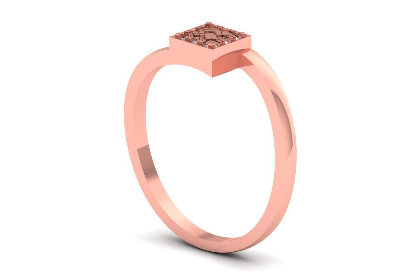 Solitaire Engagement Women Rings Square Shape Ring 3D print model_1