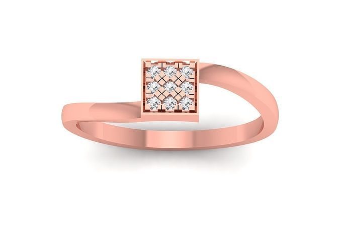 Solitaire Engagement Women Rings Square Shape Ring 3D print model