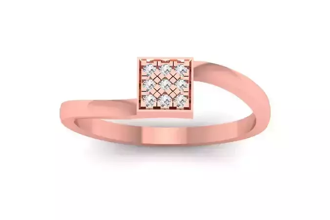Solitaire Engagement Women Rings Square Shape Ring 3D print model