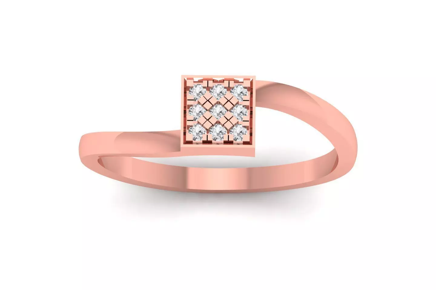 Solitaire Engagement Women Rings Square Shape Ring 3D print model_0