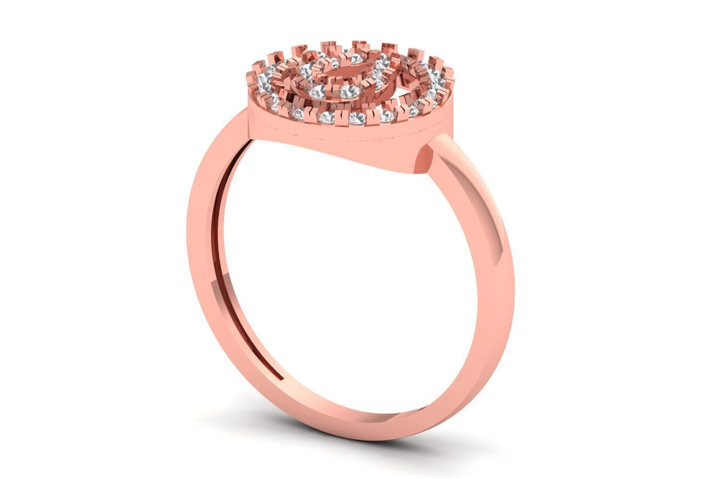 Solitaire Engagement Women Rings Round Band 3D print model_2