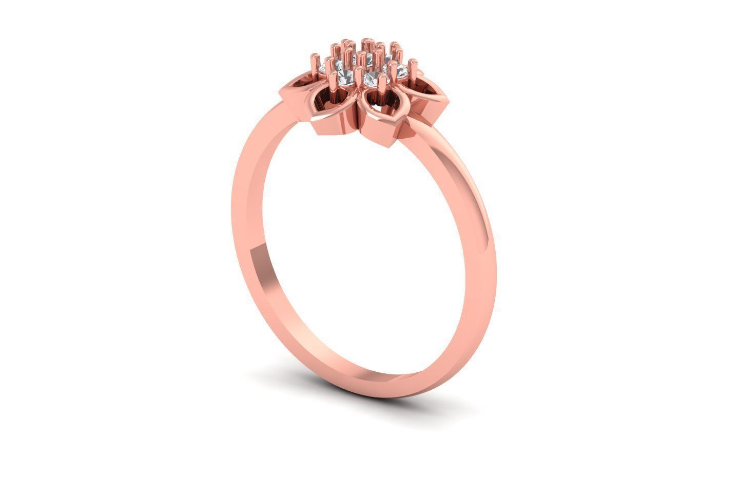 Solitaire Wedding Engagement Women Flower Band Ring 3D print model_3
