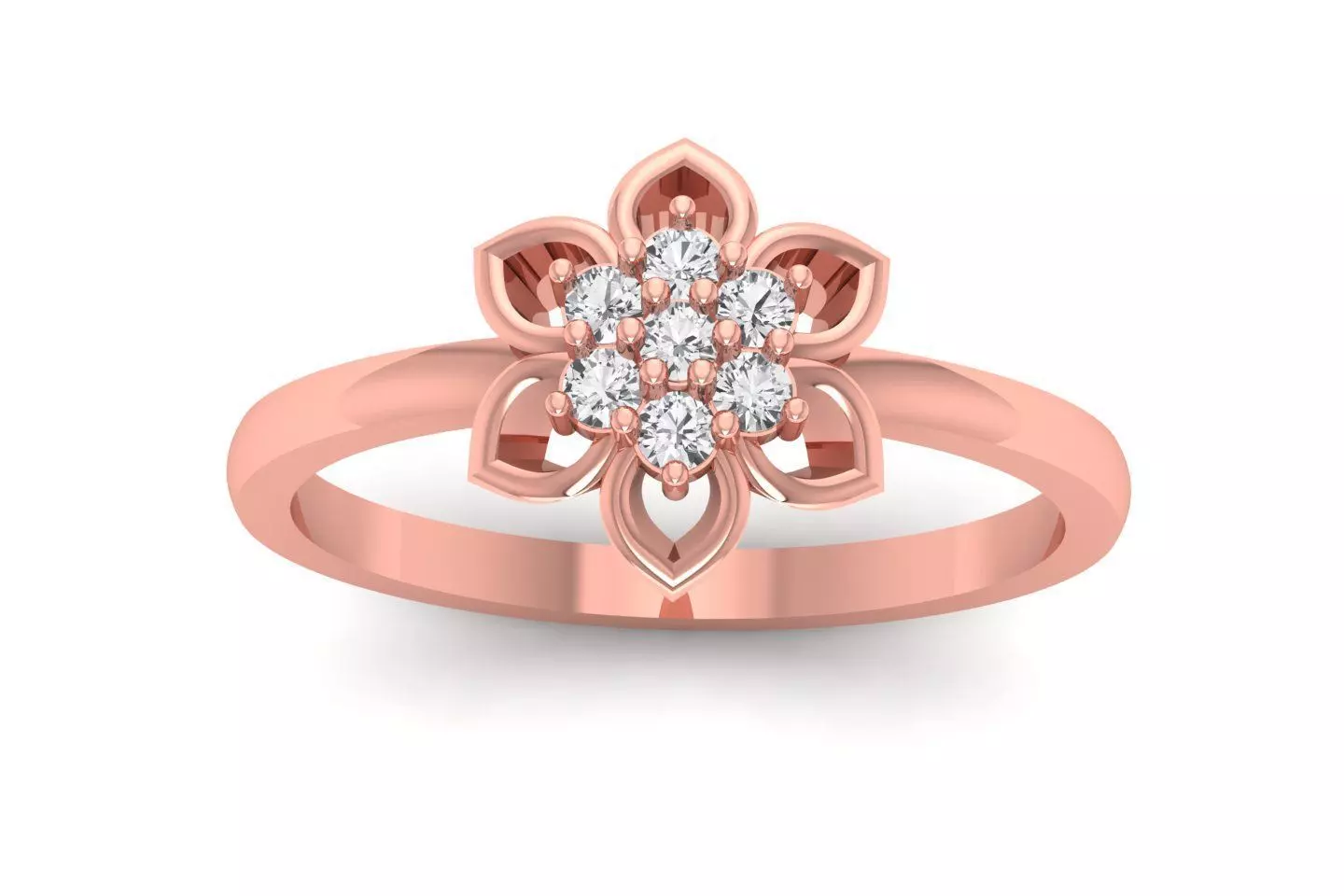 Solitaire Wedding Engagement Women Flower Band Ring 3D print model_0