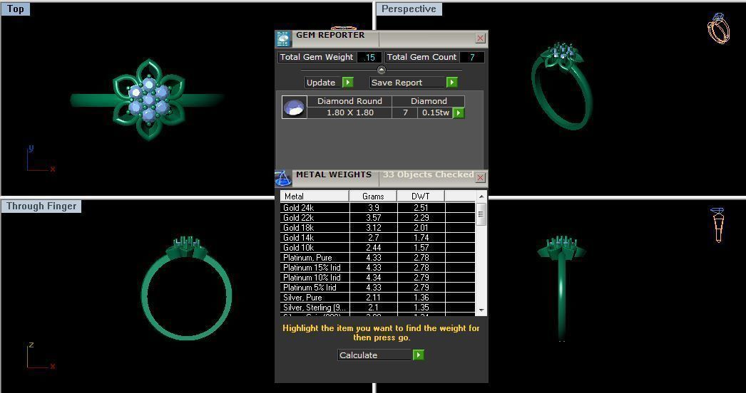 Solitaire Wedding Engagement Women Flower Band Ring 3D print model_4